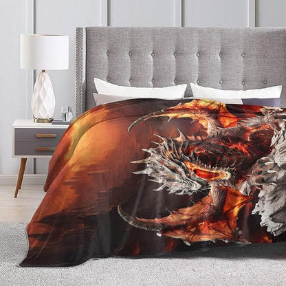 Dragon Blanket for Boys Girls, Cute Dragon Themed Design Printed Throw Blankets for Kids Lap, Chair Sofa, Warm Soft Cozy Blanket, 40"x 50"
