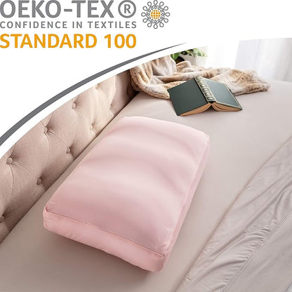 PILLOWY Cover Only for Premium Microbead Bed Pillow, Large Extra Smooth - Ultra Comfortable Sleep with Silk Like Anti Aging Cover 85% Spandex/ 15% Nylon Breathable, Cooling Cream Peach