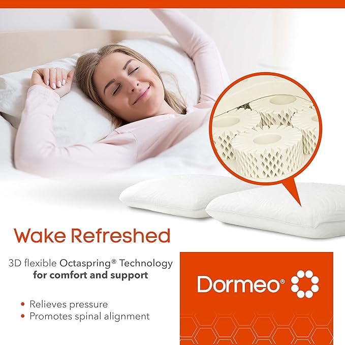 Dormeo True Evolution Bed Pillow - Low Profile Flat Cooling Pillow with Breathable Technology, for Stomach and Back Sleepers