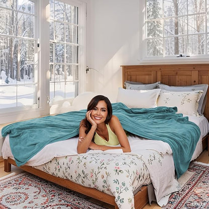 Electric Heated Blanket 90"x100" King Size, Soft Coral Fleece, Dual Controllers with 4 Heating Levels and 10 Hours Auto-Off, Machine Washable, Cozy Plush Fabric for Home, Teal