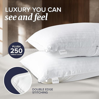 Beckham Hotel Collection Bed Pillows with Cotton Pillowcases Queen Size Sets of 2, Soft Down Alternative Pillows for Sleeping, Open End Cases for Easy Changing, Dark Gray