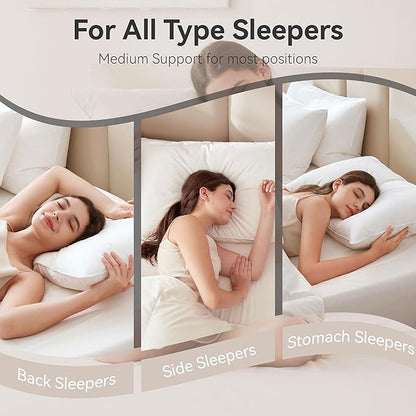 Goose Feather Down Pillows King Size Set of 1, Soft Pillows with 100% Organic Cotton Fabric, Luxury Hotel Quality Bed Pillow 1 Pack for Sleeping, Breathable & Fluffy (20" x 36")