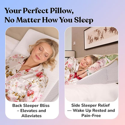 Sleepnitez 12" Bed Wedge Pillow for Sleeping After Surgery, Back Support, Leg Elevation, GERD Acid Reflux, Neck Pain Relief, Sleep Apnea, Snoring, Cooling 3.0" Memory Foam Top Triangle Incline Wedge