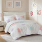 Intelligent Design Kids Rio Full/Queen Duvet Set – Girls’ Reversible Tufted Chenille Bedding with Pastel Purple Butterflies and Pink Dot, 3pcs