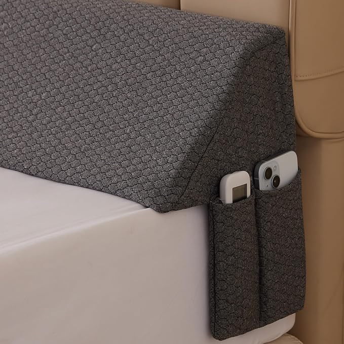 Bedluxe King Wedge Pillow Headboard (76"x10"x6"), Bed Wedge Pillow for Headboard, Foam Headboard Pillow, Bed Gap Filler King - Fill The Gap (0-7"), Mattress Gap Filler (Air-Layer Black, 76"x10"x6")