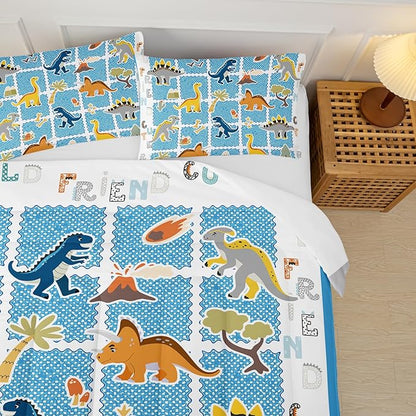 Twin Bed Comforter Sets for Boys Dinosaur，Dinosaur Bedding Set for Girls Teens Kids Boys Adults Room Decor,with 1 Comforter with 2 Pillow Case