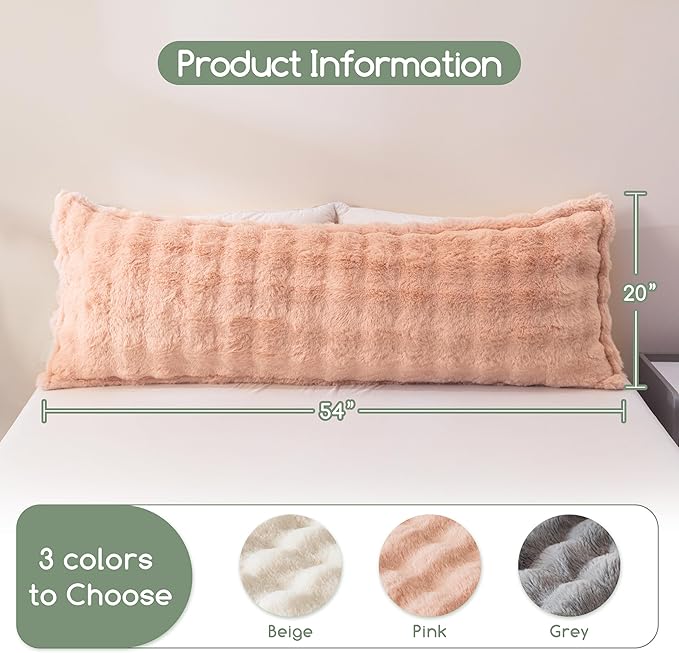 HIGOGOGO Memory Foam Body Pillow, Extra-Long Bed Pillow for Adults, Thickened Full Body Pillow with Removable Pillow Cover(20x54 Inch)