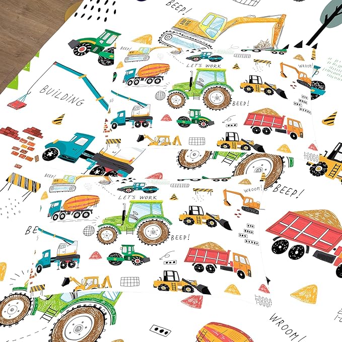 Peopleareok Construction Comforter Set Full (79x90 Inch), 3 Pieces Construction Excavator Tractor Bedding Sets for Boys Toddler Children, Super Soft Microfiber Comforter with 2 Pillowcase