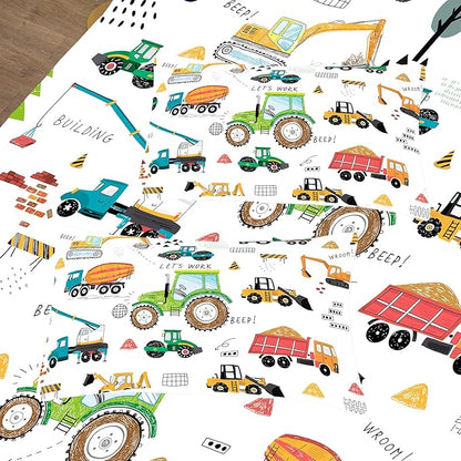 Peopleareok Construction Comforter Set Full (79x90 Inch), 3 Pieces Construction Excavator Tractor Bedding Sets for Boys Toddler Children, Super Soft Microfiber Comforter with 2 Pillowcase