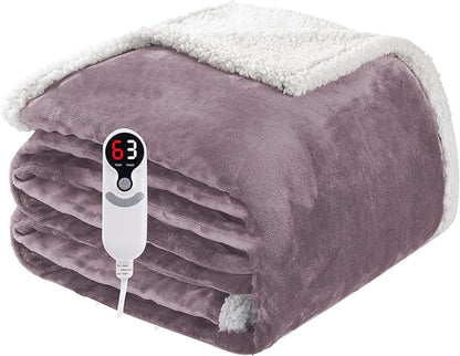 Electric Heated Blanket Full Size 72"x84", Soft Flannel with Overheat Protection, 6 Adjustable Heat Settings & 10-Hour Auto-Off Timer, Fast Heating for Winter Comfort, Purple