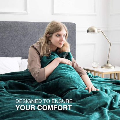IR Imperial Rooms Fleece Blankets Queen Size 90x90 Inches- 8 Pack - Super Soft Fluffy Throw Blanket for Sofa and Bed - Warm and Cozy Lightweight 400 GSM Microfiber Bed Throws Blankets (Queen, Emerald)