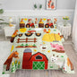 Kids Comforter Set Farm Theme Printed Pattern Bedding Set with 1 Comforter and 2 Pillowcases for Girls Boys Bedroom All Season(Farm Theme02 Queen)