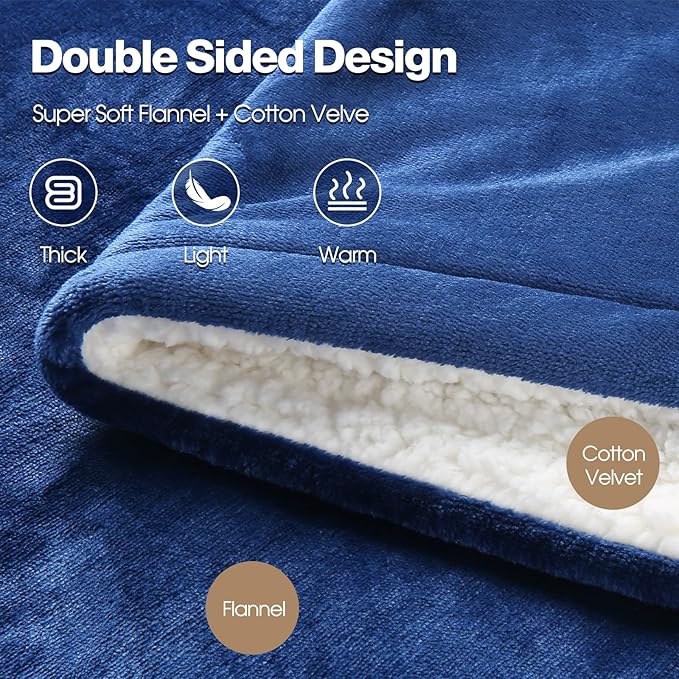 Heated Blanket Electric King Size 90"X100",Electric Blanket with 6 Heat Settings & 1-10 Hours Time Settings Auto-Off,Machine Washable Heating Blanket for Home and Office (Blue)