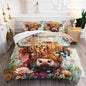 Cow Bedding Funny Animal Themed Comforter 3Pcs Twin Colorful Flower Cattle Print Comforter Set for Kids Teens Girls Boys Butterfly Bedroom Bed Decor with 1 Comforter and 2 Pillowcases