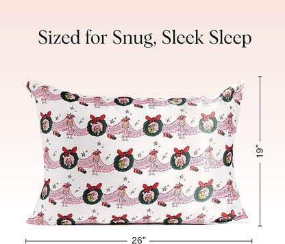 The Grinch x Kitsch Satin Pillowcase with Zipper for Hair & Skin - Softer Than Silk Pillow Cases, Smooth Cooling Pillow Cover, Wrinkle-Free, Machine Washable, Queen/Standard (19x26)- Cindy Lou
