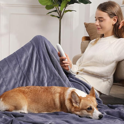 King Size Heated Blanket Electric Blanket 100''X90'' - Purple Heating Blanket Flannel Double Controllers Heated Blanket with 5 Heat Settings & 10 Hours Auto-Off for Grandma Gifts(Lavender)