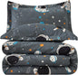 JSD Grey Astronaut Kids Comforter Set Queen Size, 3 Piece Space Theme Microfiber Comforter with Pillow Sham, Machine Washable