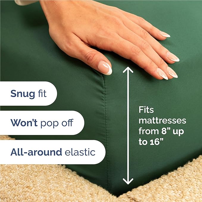 Twin XL 4 Piece Sheet Set - Comfy Breathable & Cooling - Ultra-Soft Hotel Luxury Bedding Set with 8-16 Inch Deep Pockets - 1 Flat & 1 Fitted Sheet & 2 Pillowcases - Wrinkle Free & Easy Care - Emerald