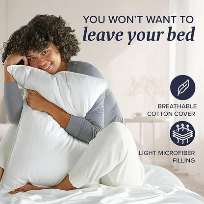Beckham Hotel Collection Bed Pillows with Cotton Pillowcases King Size Sets of 2, Soft Down Alternative Pillows for Sleeping, Open End Cases for Easy Changing, Sand