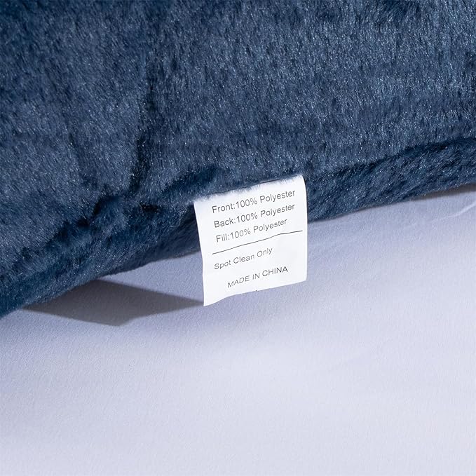 Holawakaka Medium Faux Fur Bed Rest Pillow with Arms,Rabbit Fur Reading Pillows Perfect for Teens Kids Petites, Arm, Back, Pregnancy Lumbar & Head Neck Coccyx Lower Back Support Cushion (Blue)