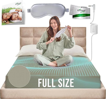 Earth Grounding Sheets Full Size with 12% Silver Fiber & 4% Silk & 84% Cotton - Green - SGS Quality Certified Grounded Well Bed Sheet - Conductive Fitted Sheet for Better Sleep