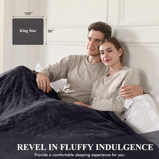 Electric Blanket King Size, Super Soft Cozy Upgraded Flannel Heated Blanket Dual Control with 5 Heating Levels & 10 Hours Auto Off, Fast Heating & Overheat Protection, 100" x 90", Dark Gray