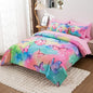Butterfly Comforter Set Twin Size 6 Piece Bed in A Bag Colorful Flowers Leaves Bedding Set for Kids Teens Super Soft All Season - Rainbow