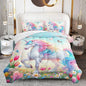 Pink Unicorn Comforter Set Twin Size, 3 Pieces Superior Kids Flower Butterfly Bedding Set for Teen Girls and Kids Toddler, Cute Unicorn for Room Decor 3Pcs, 1 Comforter and 2 Pillowcase