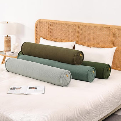 Long Pillow for Bed – Corduroy Round Bolster Pillow for Adults, Decorative Body Pillow for Sleeping or Sofa Support,47 x 7.87 Inches,Peacock Blue