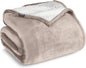 Bare Home Sherpa Fleece Blanket - Throw/Travel Size - Blanket for Bed, Sofa, and Couch - Warm & Lightweight - Fluffy & Soft - Reversible (Throw/Travel, Light Taupe)