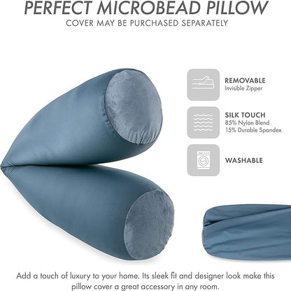 Straight Body Pillow, Full Size Premium Microbead,Side Sleeping/Maternity Pregnant Women, Supportive,Fluffy, Breathable, Cooling, 85/15 Spandex/Nylon Silky Anti-Aging - 48” X 8” - Dark Slate Grey