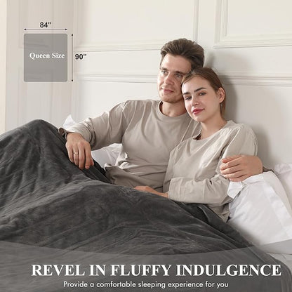 Heated Blanket Queen Size, Soft Cozy Upgraded Flannel Electric Blanket Dual Control with 5 Heating Levels & 10 Hours Auto Off, Fast Heating & ETL & FCC Certification, 84" x 90", Silver Gray