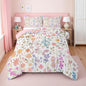 Erosebridal Cute Pink Floral Twin Bedding Set for Girls Kids Women,Colorful Boho Flower Comforter Set Farmhouse Home Decor,Watercolor Wildflower Quilt Bed Set Rustic Flowers Bed Comforter Set 2Pcs