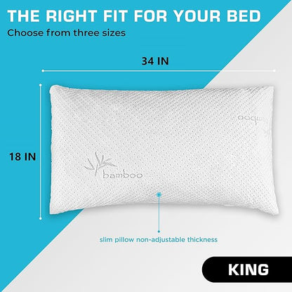 Xtreme Comforts 2-Pack Memory Foam Pillows Made in The USA - King Size, Slim Cooling Pillow for Sleeping on Side, Back & Stomach - Firm and Soft Bed Pillows