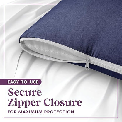 CirclesHome Wedge Pillow Cover 100% Cotton, Zippered Wedge Pillow Case Protector, Soft, Hypoallergenic & Breathable - Navy, (25Wx26Lx7.5)
