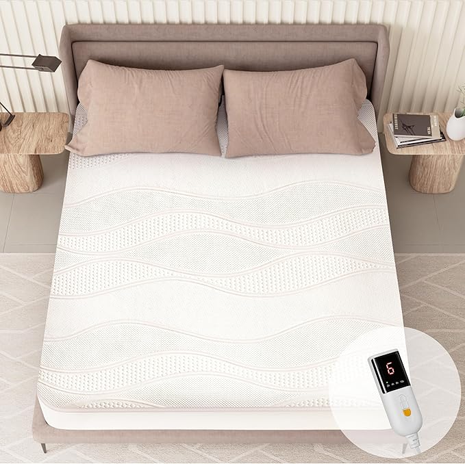 Heated Mattress Pad Full Size-Single Controller Electric Mattress Pad with Deep Pocket,6 Heat Settings & 2-10 Auto Shut Off Electric Bed Warmer,ETL Certified,Machine Washable,(White)