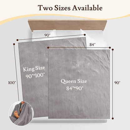 Electric Heated Blanket 90"x100" King Size - 4 Heat Settings & Dual Controllers, 10H Auto Shut Off, Ultra-Soft Coral Fleece Heated Blanket with Overheat Protection, Light Grey