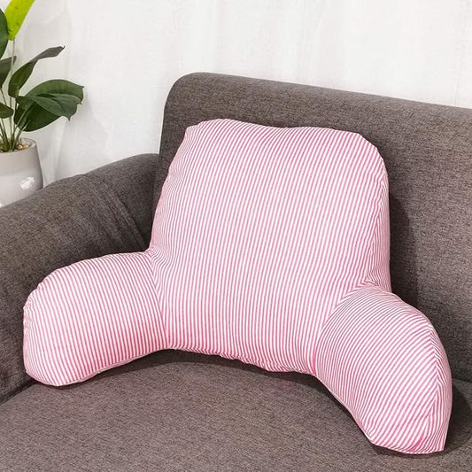 Bohemian Printed Reading Pillow with Support Arms Soft Bed Rest Pillows Back Support Cushion for Kids Reading Watching TV Sitting Up in Bed (20"x15"x8",Pink)