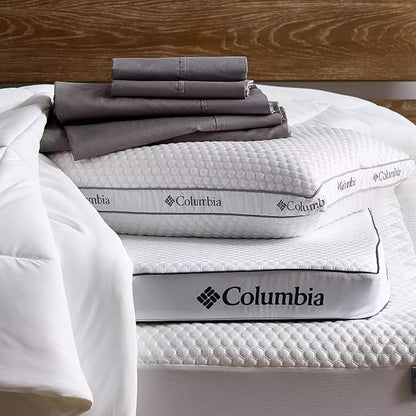Columbia Comfort Ice Fiber Side Sleeper Down Alternative Bed Pillow with Polyester Fiberfill, Supportive Cooling Double Sided Breathable Cover (Back & Stomach Sleeper, King (Pack of 2))