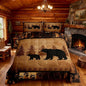 Farmhouse Wild Animal Comforter Set - Twin Size Retro Bear Family Bedding - Brown Bear Paws Duvet Set - 2Pcs