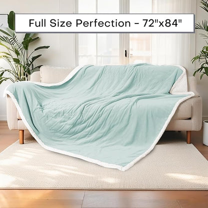 Electric Heated Blanket Full Size 72"x84" - Dual-Sided with Microplush & Sherpa Fabric, 4 Heat Settings & 10 Hours Auto Off, Machine Washable - Onsen Green
