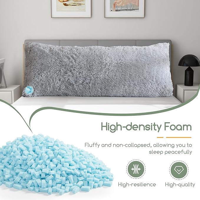 HIGOGOGO Body Pillow for Adults Extra Long Full Body Pillow with Removable Cover and Memory Foam Filling, for Side Sleepers and Pregnancy, Soft Support Pillow, Machine Washable (20x54 Inch)