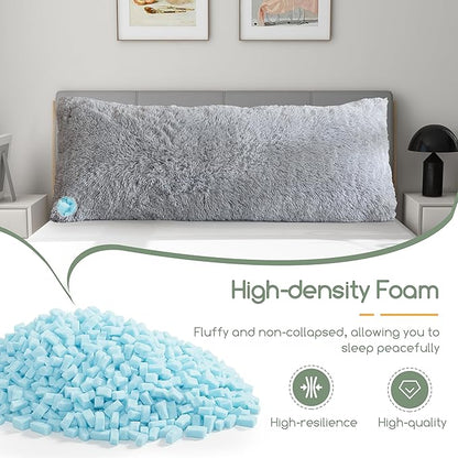 HIGOGOGO Body Pillow for Adults Extra Long Full Body Pillow with Removable Cover and Memory Foam Filling, for Side Sleepers and Pregnancy, Soft Support Pillow, Machine Washable (20x54 Inch)