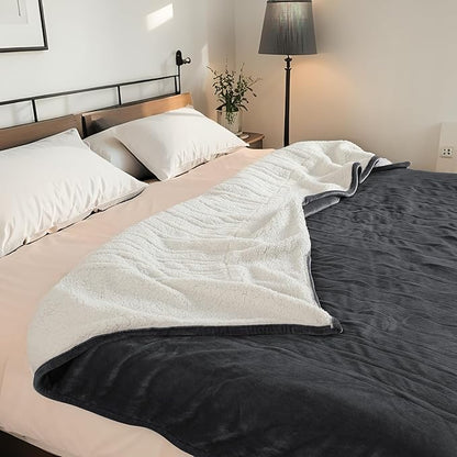 Electric Heated Blanket 72"x84" Full Size - Dual-Sided with Microplush & Sherpa Fabric, 4 Heat Settings & 10 Hours Auto Off, Machine Washable - Iron Gray