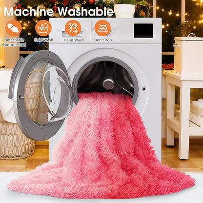 Heated Electric Blanket Heating Throw,Warm Winter Christmas Birthday Gifts for Her Women Grandma Seniors-Faux Fur Blanket with Soft Sherpa,10 Heat Settings,5 Time Settings,50x60, Baby Pink