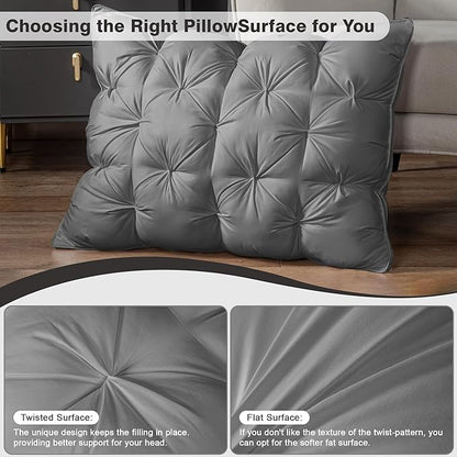 ZUBISU King Size Luxury White Goose Down Pillow,800 Fill Power Fluffy and Soft Hotel Feather Pillow,Ideal Bed Pillows for Side Sleepers,Pack of 1 (King, Grey)