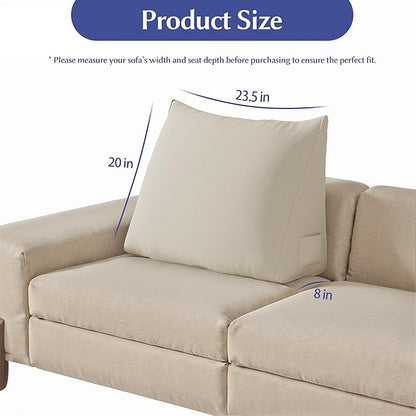 WOWMAX Back Pillow for Bed Sitting up-Bed Wedge Pillow Back Support Pillows for Bed & Sofa Couch, 85% Linen 15% Cotton Blend, Natural Color