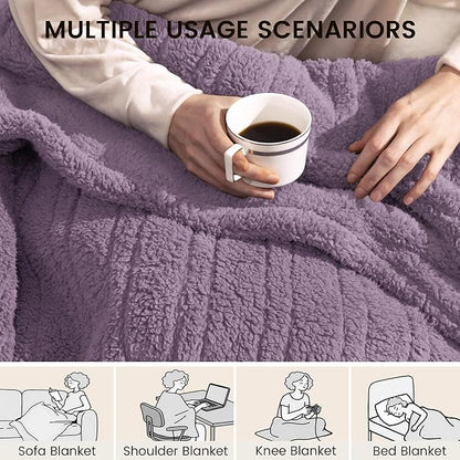 Heated Blanket Electric Blanket Throw - Fast Heating Blanket Throw Double Sided Sherpa Ultra Soft Cozy with 10 Heating Levels & 2-10 Hours Auto Off, Mashine Washable, 50 x 60 Inches, Purple