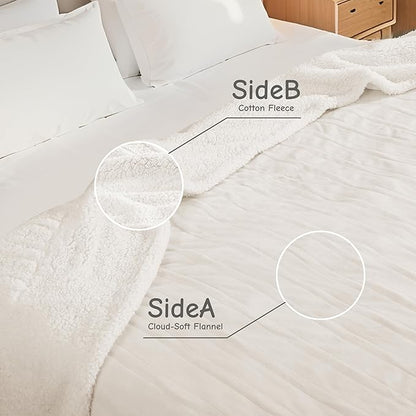 Electric Heated Blanket Throw Size 50"x60", Soft Flannel with Overheat Protection, 6 Adjustable Heat Settings & 3-Hour Auto-Off Timer, Fast Heating for Winter Comfort, White