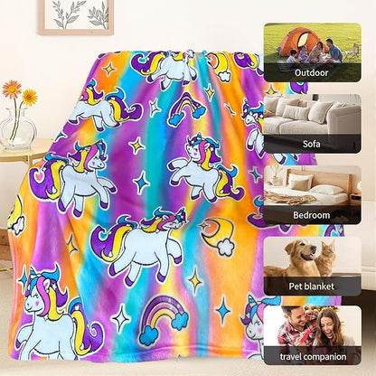 Unicorn Glow in The Dark Blanket, Unicorn Blanket for Girls/Kids, Unicorns Gifts for Girls Age 3-12, Toddler Blanket for Kids, Soft Fleece Blanket Throw Birthday Gift 50"x60"
